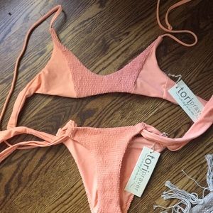 Tori praver peach bikini top and bottom set